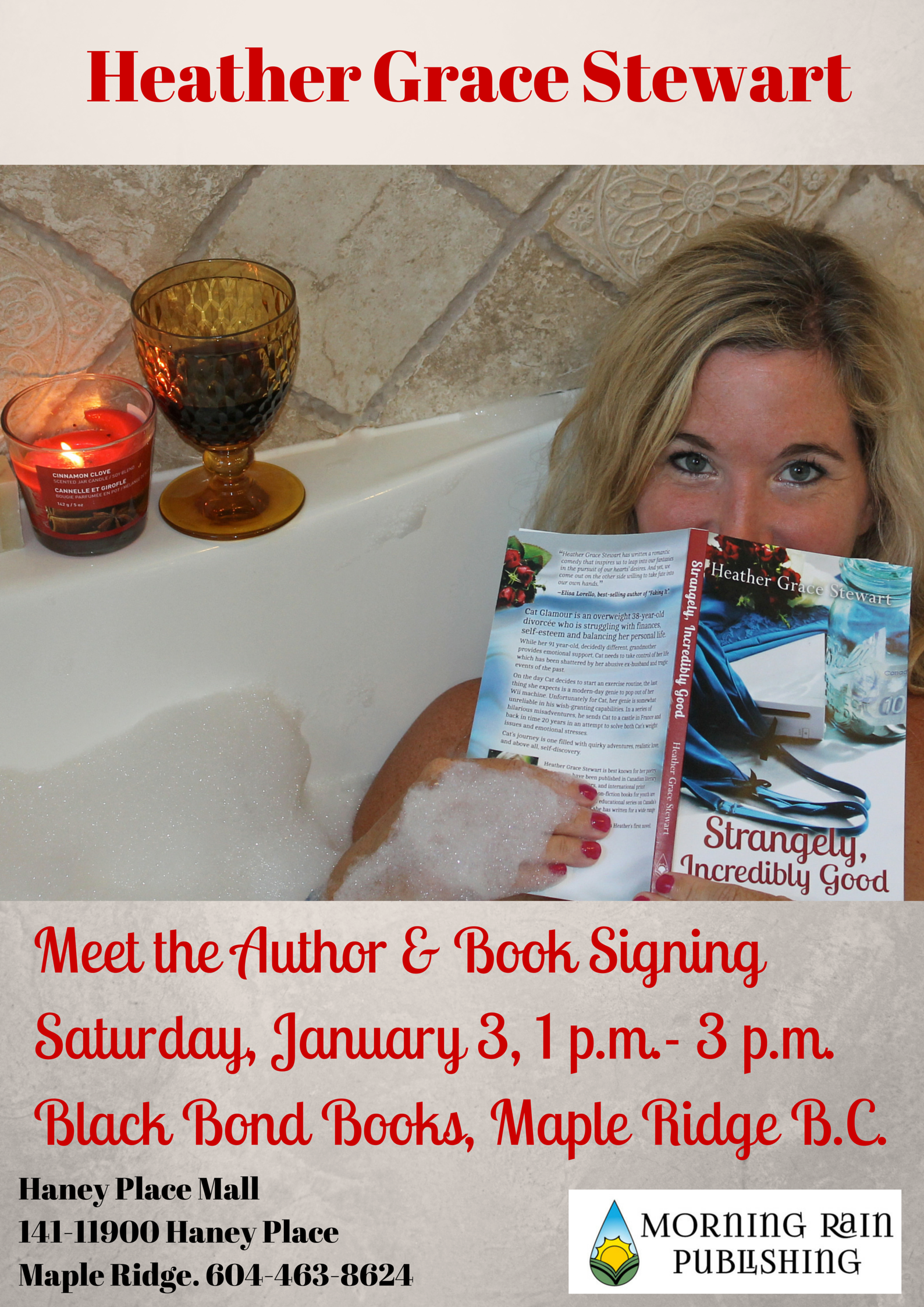 Author Heather Grace Stewart will appear at Black Bond Books January 3 from 1-3 p.m. 